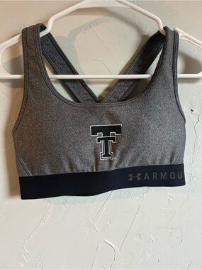 Under Armour Grey Heather Crossback Sports Bra with Black Band